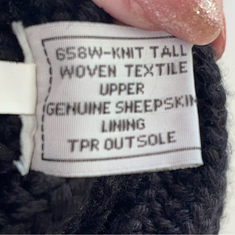 BearPaw Tall Black Knit Sweater Boots - Picture 15 of 16